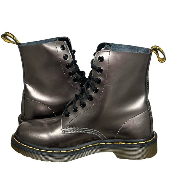 Dr. Martens Shoes Womens 6 Metallic Pewter 1460 Pascal Smooth Leather Boots - Picture 4 of 9